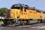 Union PacifiC GP40-2 #1469 leads the "Costa Mesa" local down Metrolink's main through Orange station.